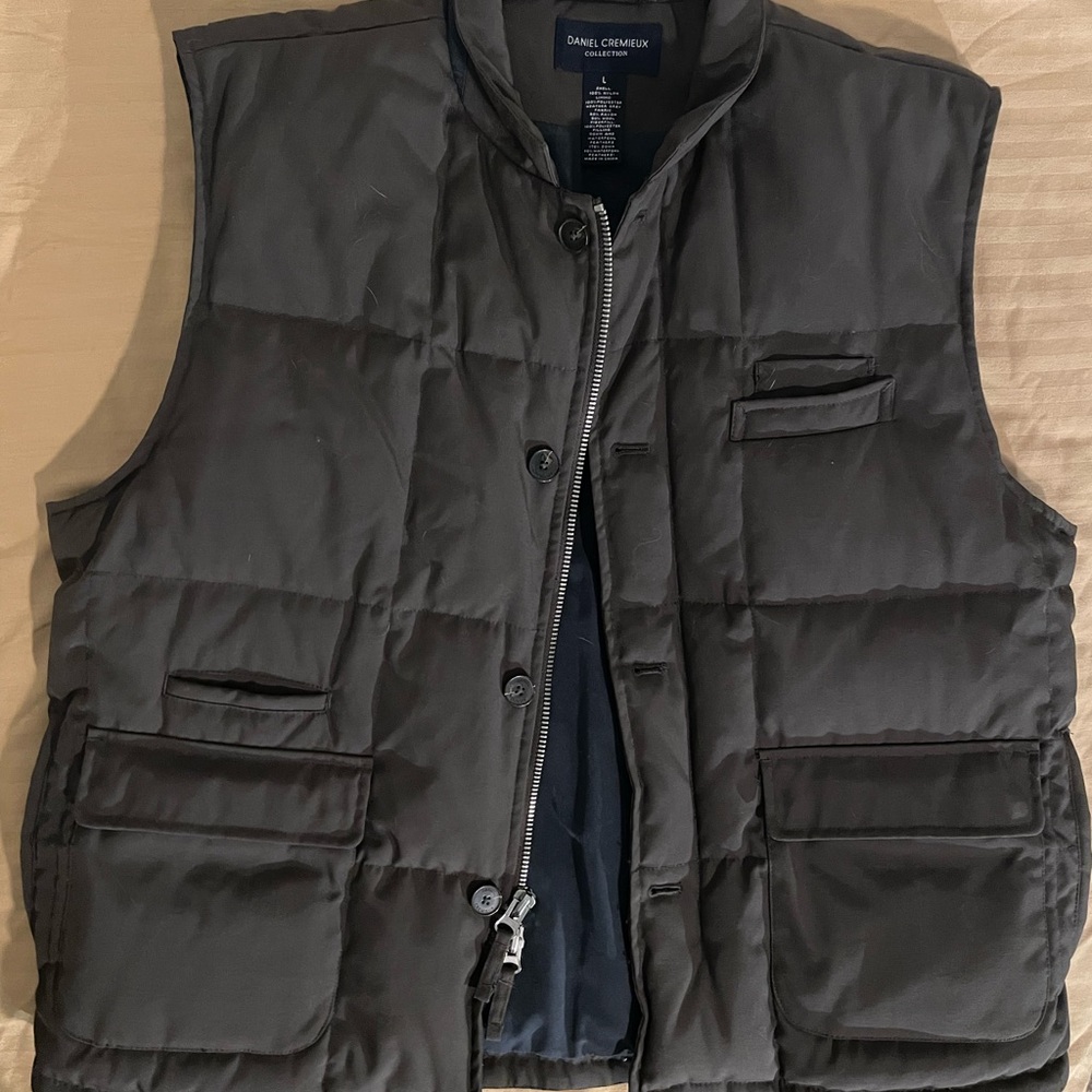 Daniel Cremieux Down Puffer Vest Brown Utility Pockets Double Zipper Men’s L